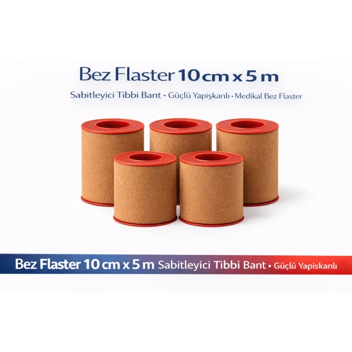 BUĞZ Bez Flaster 10 cm x 5 m Sabitleyici Tıbbi Bant Kahverengi Bez Flaster Güçlü Yapışkanlı 5 Adet