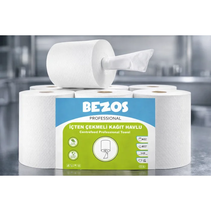 BUĞZ Bezos Professional İçten Çekmeli Kağıt Havlu 6’lı Koli | Endüstriyel & Yoğun Kullanım