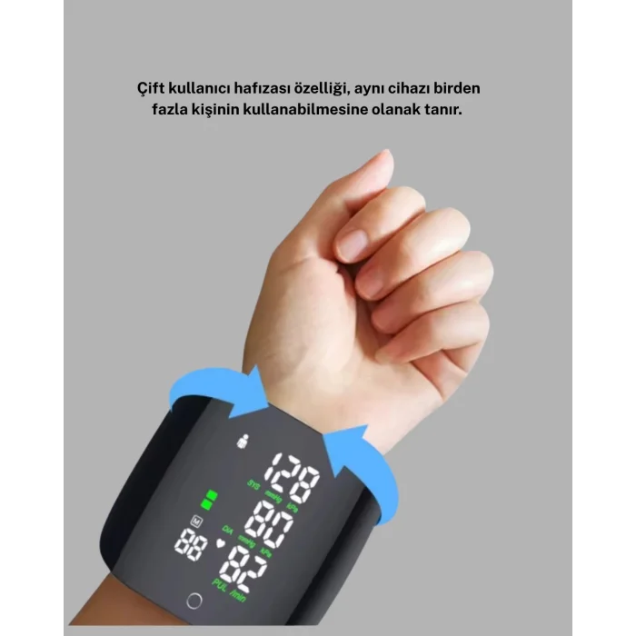 BUĞZ Bilekten Ölçüm Dijital Tansiyon Aleti – Renkli Risk Göstergeli ve Aritmi Uyarılı
