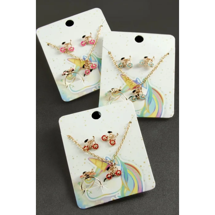  Bisiklet Mineli Set Kolye