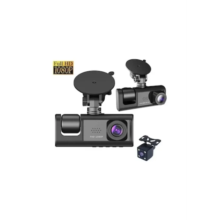 BUĞZ Black Box Traffic Recorder 3 Kameralı Araç Kamerası Geri Görüş Destekli Gece Görüşlü