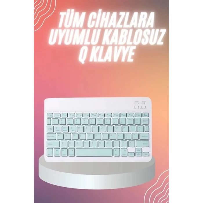  Bluetooh Wıreless Keyboard Siyah Q Klavye İOS Ipad Android Windows Uyumlu