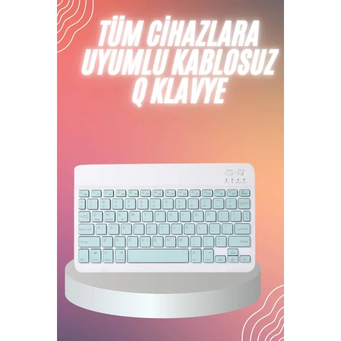  Bluetooh Wıreless Keyboard Siyah Q Klavye İOS Ipad Android Windows Uyumlu