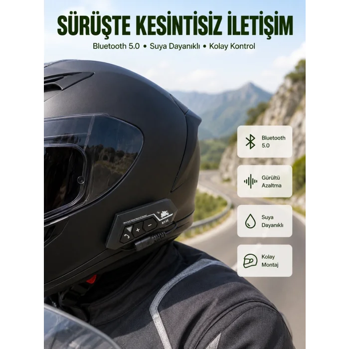 BUĞZ Bluetooth 5.0 Motosiklet Kask Kulaklık Eller Serbest ve Müzik Özellikli Yeni Nesil