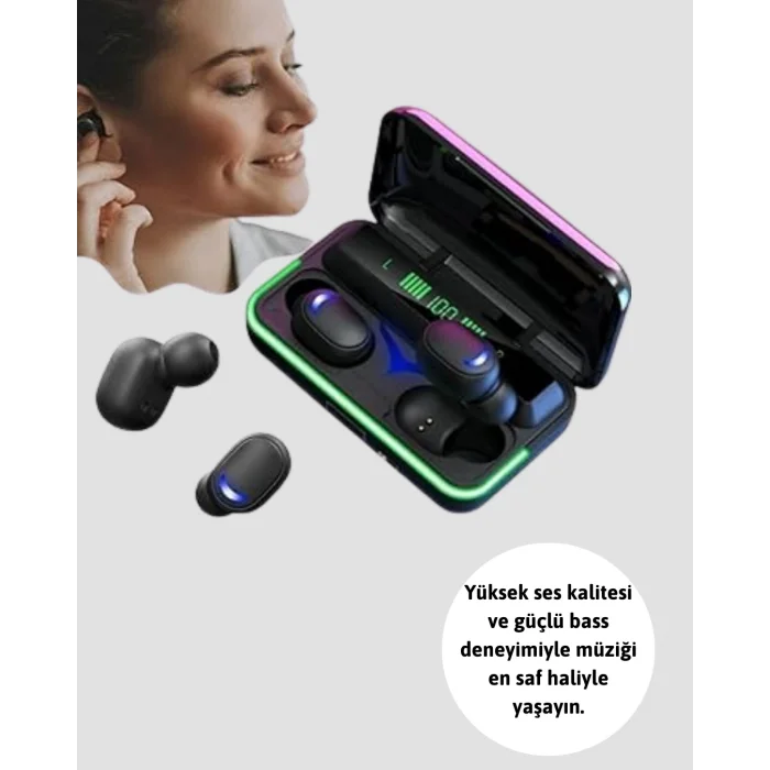 BUĞZ Bluetooth 5.1 Oyuncu Kulaklığı LED Ekranlı Powerbank Kulaklık