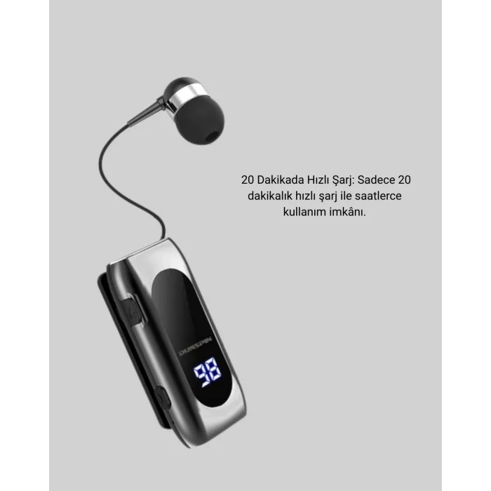 BUĞZ Bluetooth 5.2 Klipsli Kablosuz Kulaklık – Dijital Ekran & Titreşimli Uyarı - BUĞZ