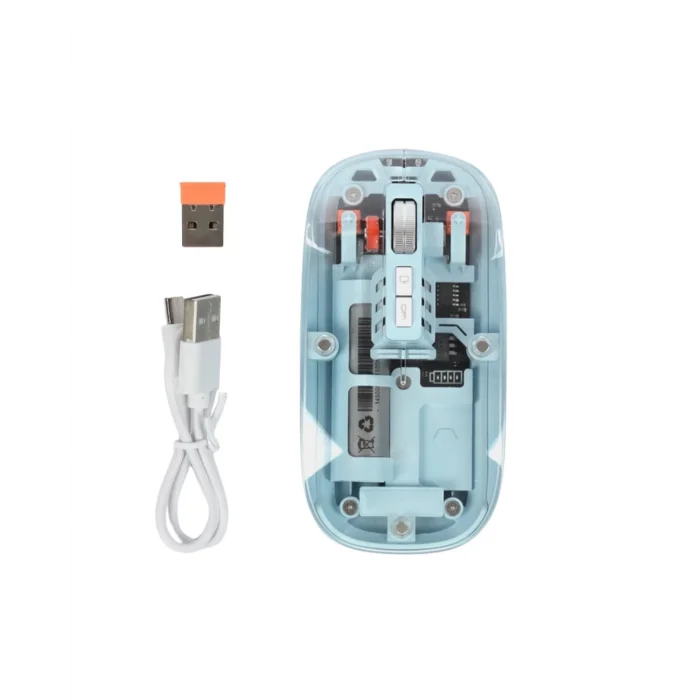 BUĞZ Bluetooth 5.2 ve 2.4G USB Kablosuz Mouse Pilli Mavi Tasarım