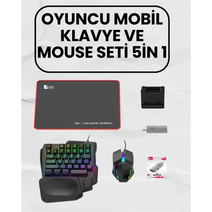  Bluetooth 5.3 Bağlantılı Mobil Oyun Dönüştürücü Set – Klavye + Mouse + Adaptör