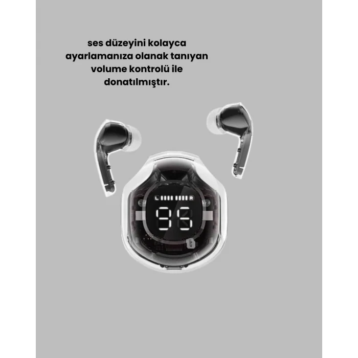 BUĞZ Bluetooth 5.3 Kablosuz Kulaklık 30mm Sürücü LED Ekranlı Mikrofonlu