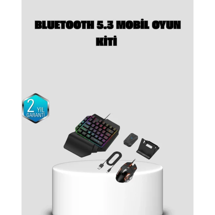 BUĞZ Bluetooth 5.3 Mobil Oyun Konsolu Dönüştürücü Seti 5 Parça Klavye Mouse Kit