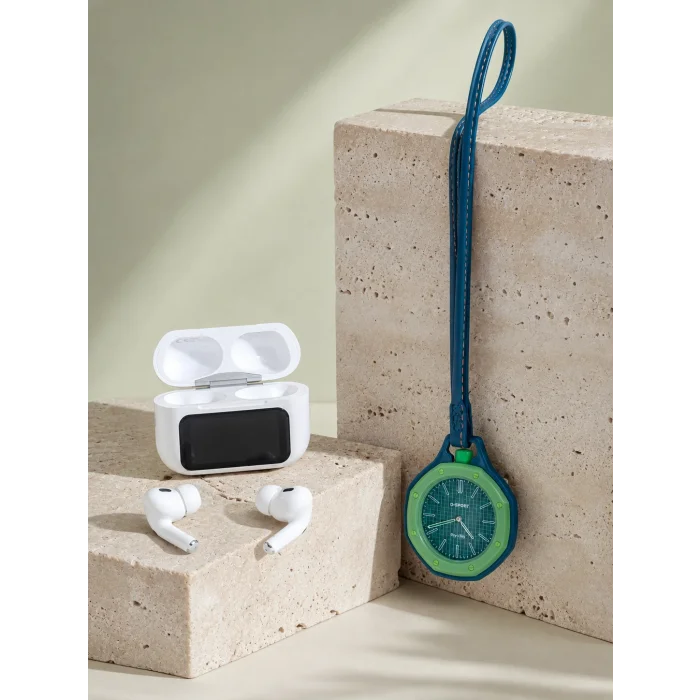 BUĞZ Bluetooth 5.4 Kablosuz Kulaklık Yeşil Askılı Analog Charm Saat İkili Set - BUĞZ