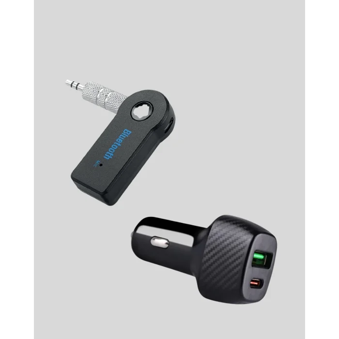 BUĞZ Bluetooth AUX Çevirici ve PD Destekli Araç Şarj Cihazı 2’li Set