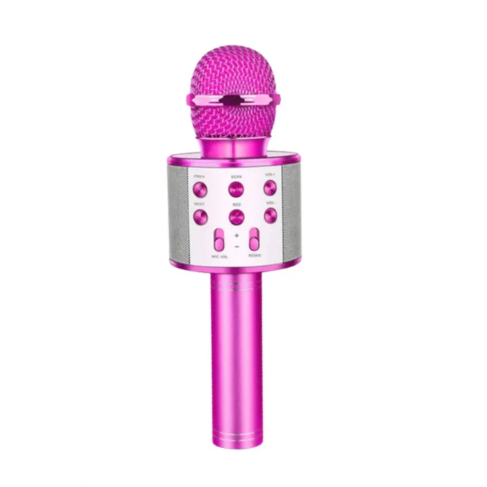 BUĞZ Bluetooth Bağlantılı Kablosuz Karaoke Mikrofonlu Pembe Renkli Hoparlörlü Ses Sistemi