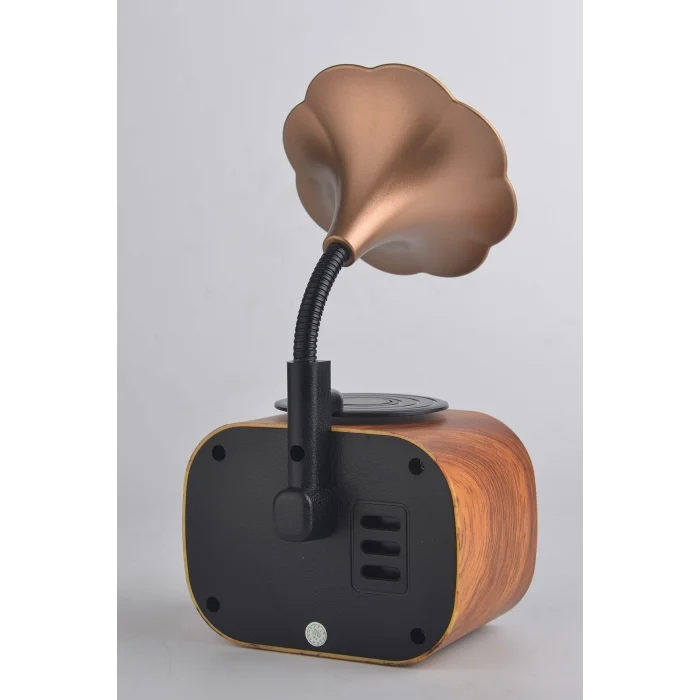 BUĞZ Bluetooth Bağlantılı Nostaljik Radyo ve Gramofon Tasarımlı Taşınabilir Hoparlör, Gri Renk Seçeneği