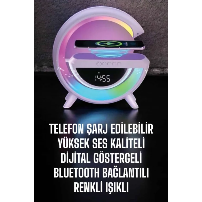 BUĞZ Bluetooth Hoparlör 15W Kablosuz Hızlı Şarj LED Gece Lambası - BUĞZ