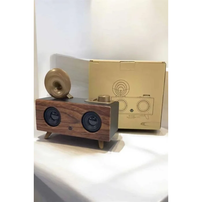 BUĞZ Bluetooth Hoparlör Ahşap Klasik Retro Gramofon Bluetooth Müzik Kutusu