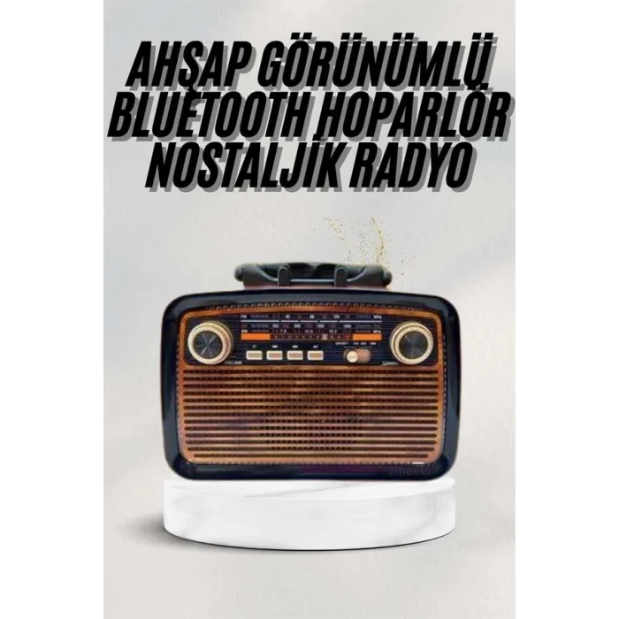BUĞZ Bluetooth Hoparlör Ahşap Renk Vintage Işıklı Nostaljik Radyo Fm Ahşap Görünümlü - BUĞZ