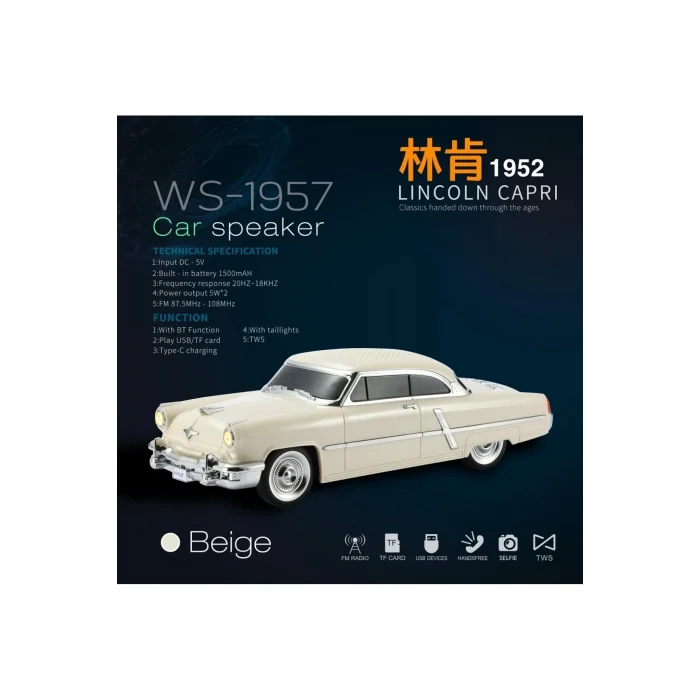 BUĞZ Bluetooth hoparlör bej renk FM radyo SD kart USB desteği çoklu bağlantı 5 saat dinleme