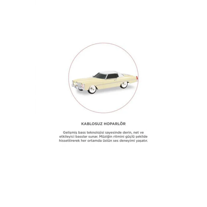 BUĞZ Bluetooth hoparlör bej renk retro araba tasarımlı 10W FM USB TWS 3 saat dinleme süresi