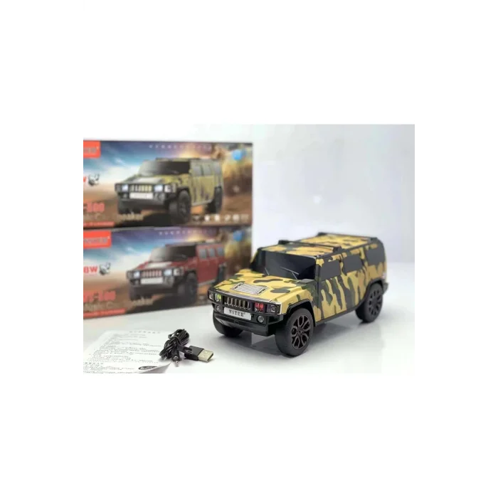 BUĞZ Bluetooth hoparlör jeep araba tasarımlı haki renk 8 watt TWS müzik çalar FM radyo USB SD kart