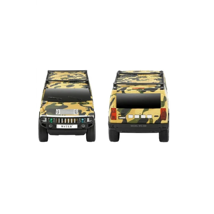 BUĞZ Bluetooth hoparlör jeep araba tasarımlı haki renk 8 watt TWS müzik çalar FM radyo USB SD kart