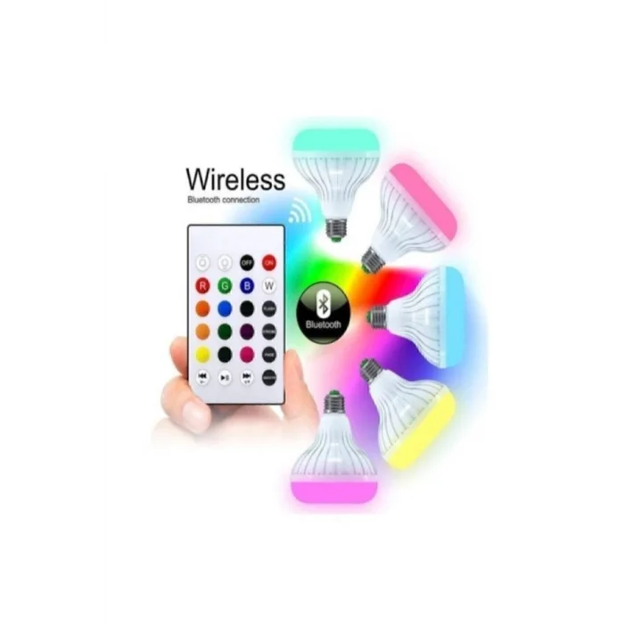 BUĞZ Bluetooth hoparlörlü uzaktan kumandalı led ışık beyaz renkli 7 renk ışık seçeneği