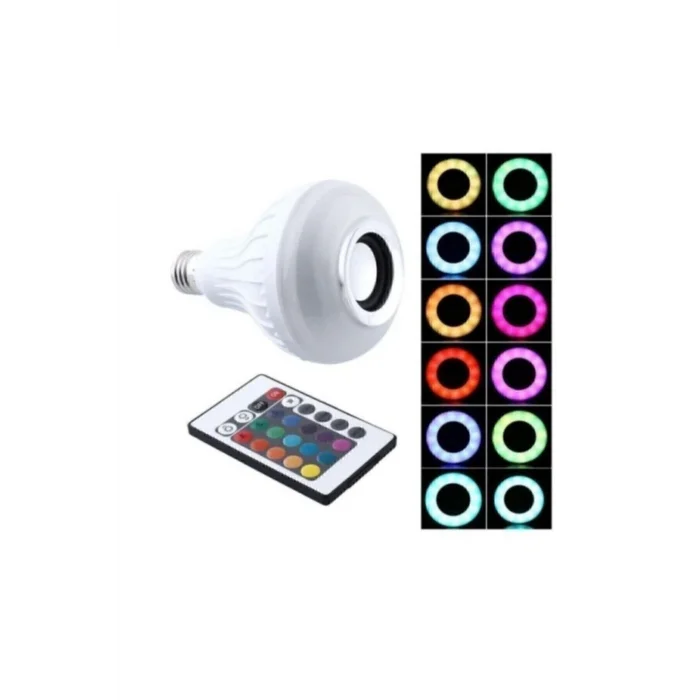 BUĞZ Bluetooth hoparlörlü uzaktan kumandalı led ışık beyaz renkli 7 renk ışık seçeneği