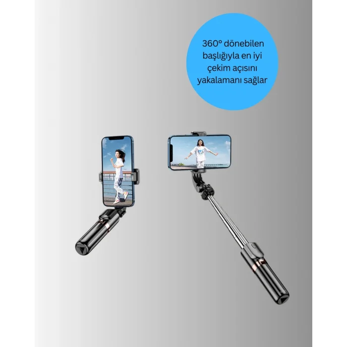 BUĞZ Bluetooth Işıklı Uzaktan Kumandalı Selfie Çubuğu – 130 cm Yükseklik