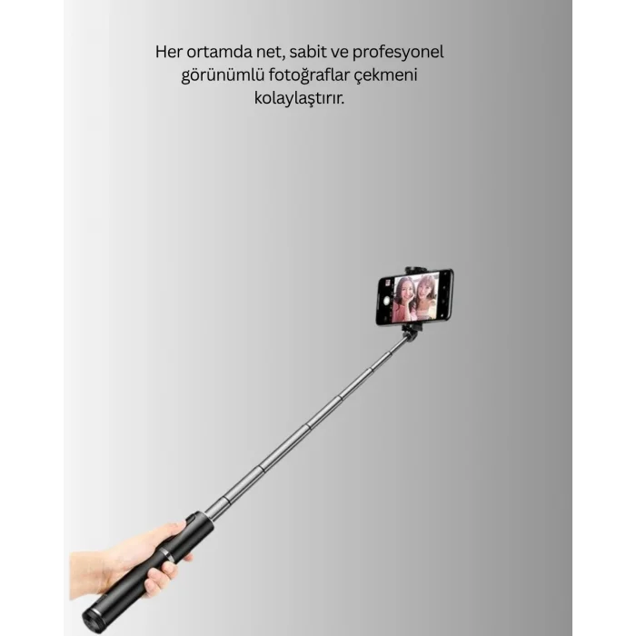 BUĞZ Bluetooth Işıklı Uzaktan Kumandalı Selfie Çubuğu – 130 cm Yükseklik