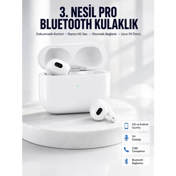 BUĞZ Bluetooth Kulaklık 3. Nesil Ios Android Uyumlu Yeni Nesil Wireless Charge