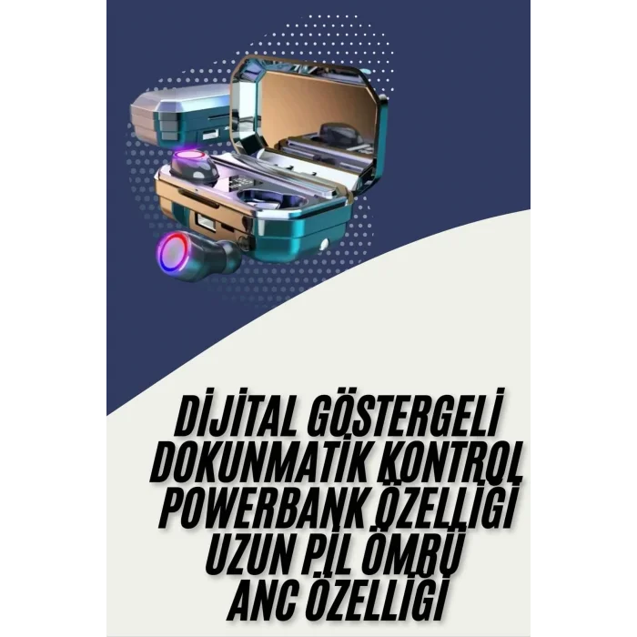 BUĞZ Bluetooth Kulaklık Android ve İOS Uyumlu ANC Özellikli Dijital Şarj Göstergeli - BUĞZ