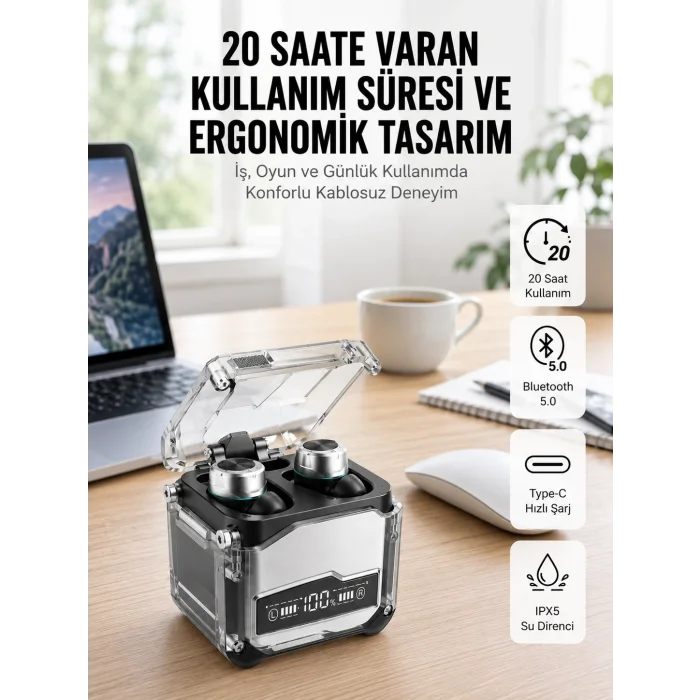 BUĞZ Bluetooth Kulaklık Dokunmatik Kontrol Tws kablosuz kulaklık Hi-fi Stereo