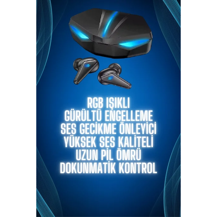 BUĞZ Bluetooth Kulaklık Oyuncu Kulaklığı RGB Işıklı Oyunlarda Düşük Gecikme - BUĞZ