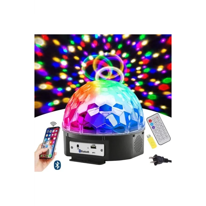 BUĞZ Bluetooth kumandalı USB girişli siyah sihirli küre led ışık parti ve disko topu - Hobi & Eğlence