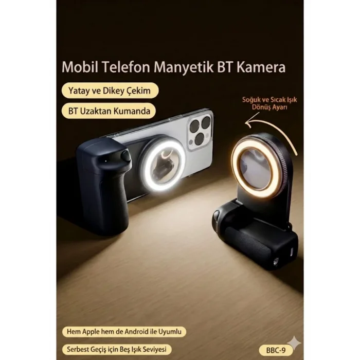BUĞZ Bluetooth Manyetik Telefon Yapıştırma Kavrama Halka Dolgu Işığı İle Magsafe Selfie Klips