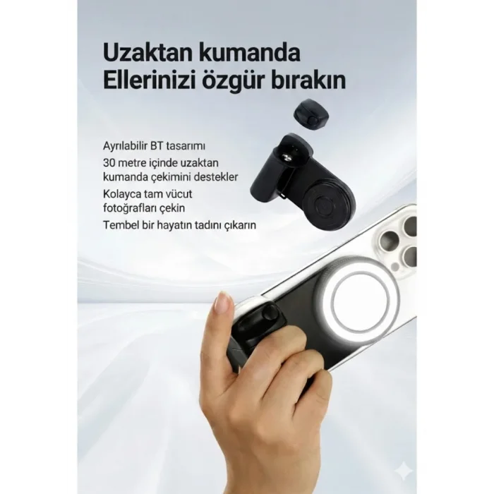 BUĞZ Bluetooth Manyetik Telefon Yapıştırma Kavrama Halka Dolgu Işığı İle Magsafe Selfie Klips