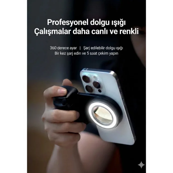 BUĞZ Bluetooth Manyetik Telefon Yapıştırma Kavrama Halka Dolgu Işığı İle Magsafe Selfie Klips - BUĞZ