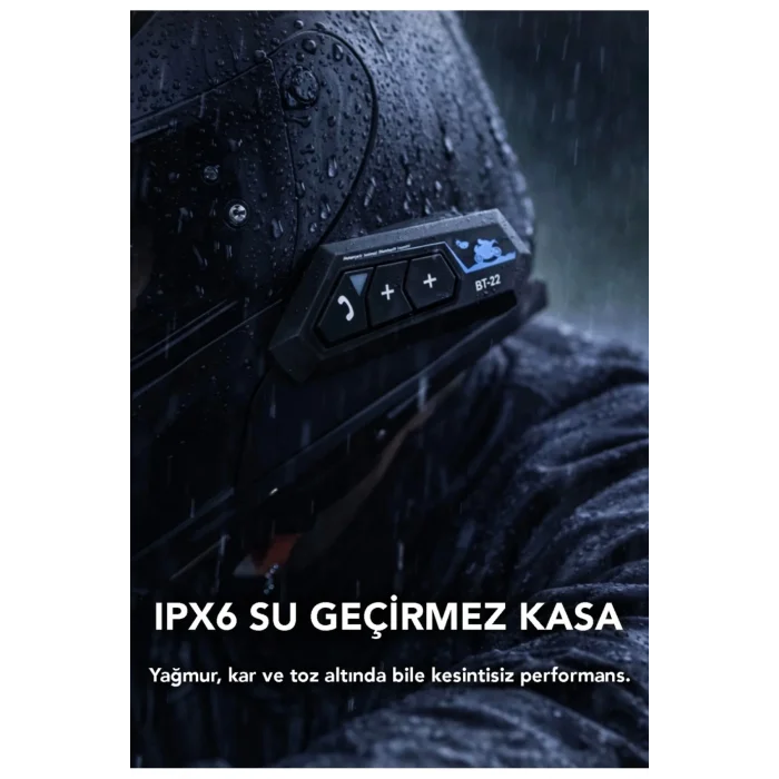 BUĞZ Bluetooth mikrofonlu kablosuz kask interkom kulaklık RGB led ışıklı 2 yıl garantili