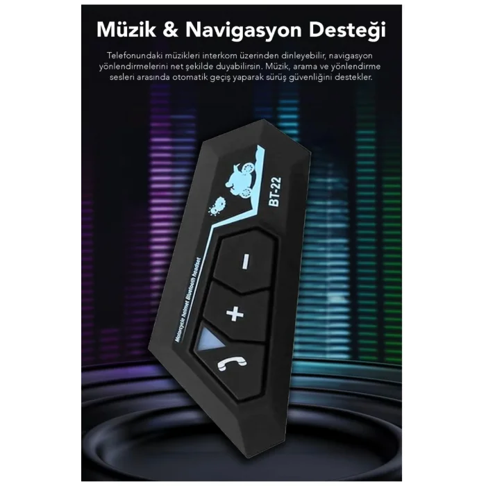 BUĞZ Bluetooth mikrofonlu kablosuz kask interkom kulaklık RGB led ışıklı 2 yıl garantili