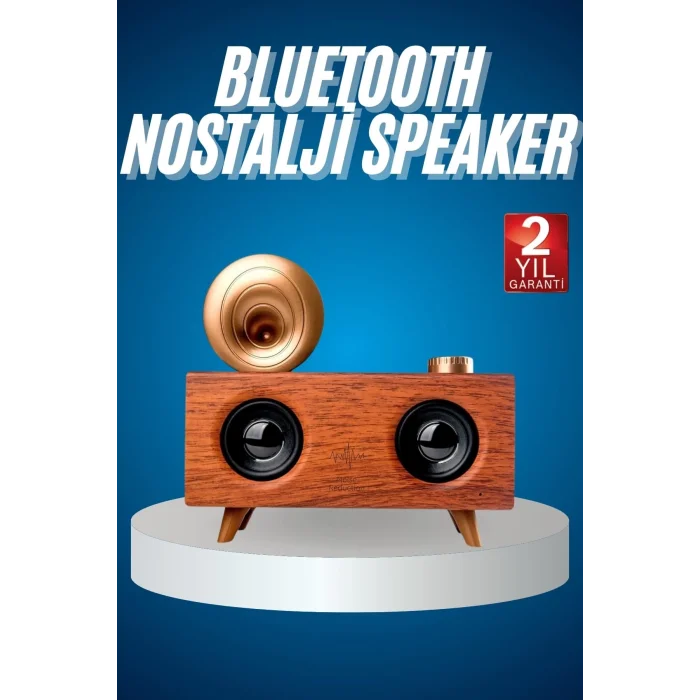  Bluetooth Nostalji Speaker Radyo Gramofon Ahşap Renk Vintage