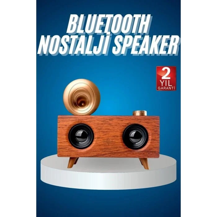 BUĞZ Bluetooth Nostalji Speaker Radyo Gramofon Ahşap Renk Vintage