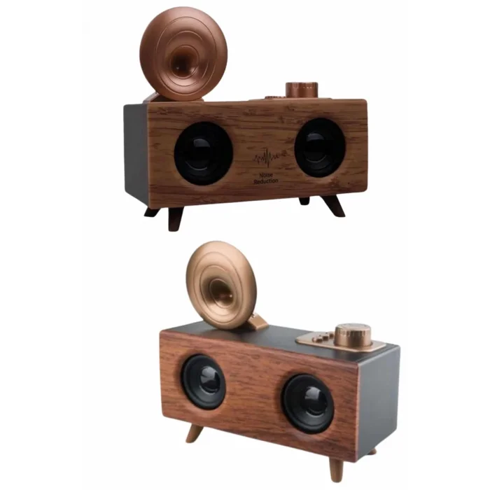  Bluetooth Nostalji Speaker Radyo Gramofon Ahşap Renk Vintage