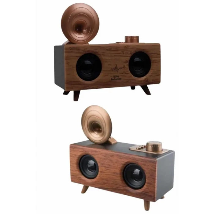 BUĞZ Bluetooth Nostalji Speaker Radyo Gramofon Ahşap Renk Vintage - BUĞZ