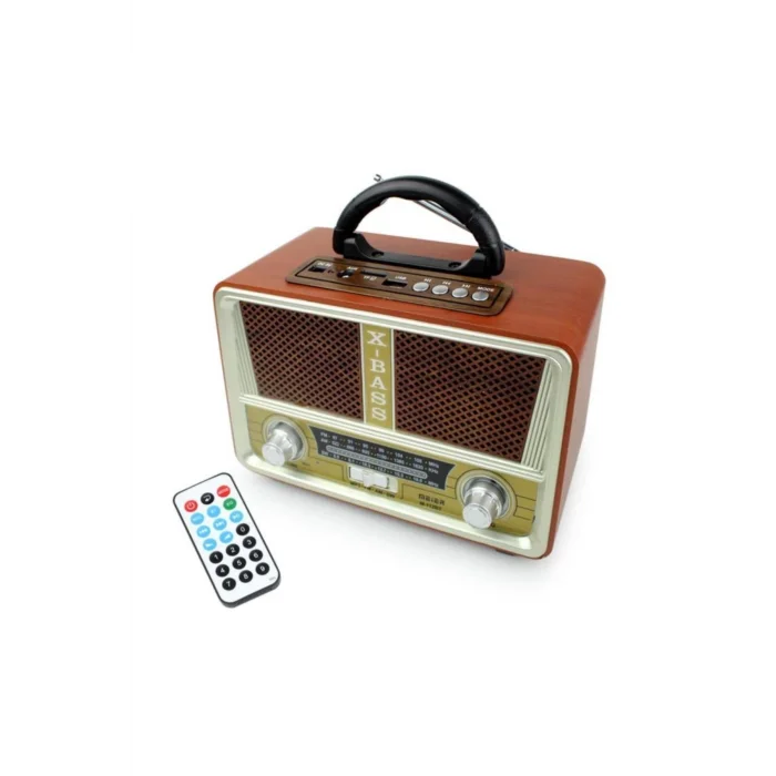 BUĞZ Bluetooth özellikli açık bej renk nostaljik radyo ahşap görünümlü FM SD kart USB girişli