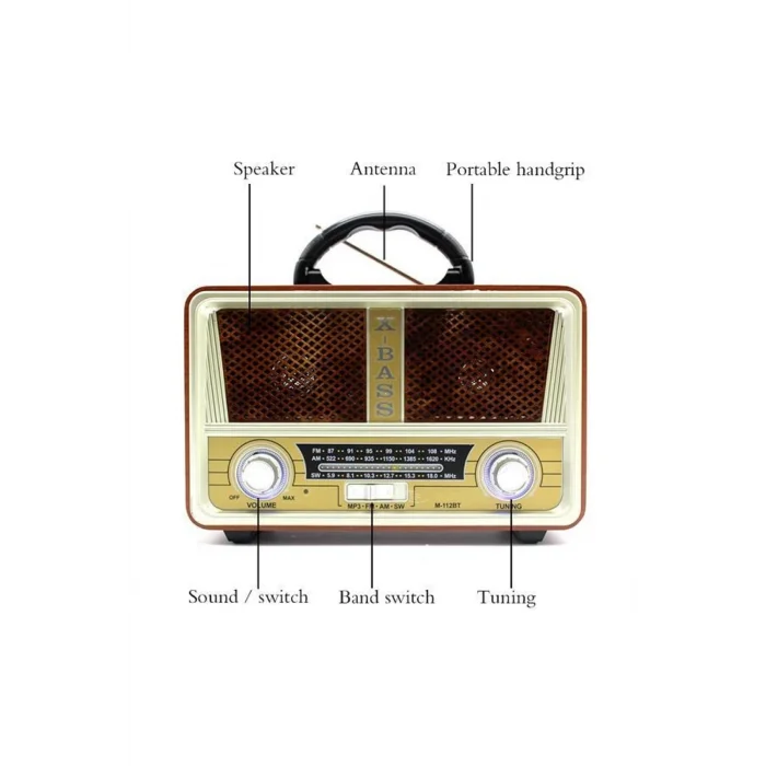 BUĞZ Bluetooth özellikli beyaz nostaljik ahşap radyo FM SD AUX USB girişli 2 yıl garantili