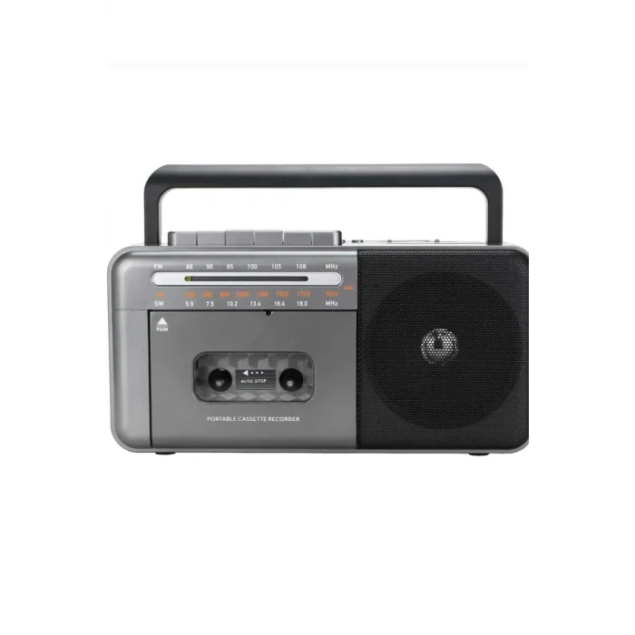 BUĞZ Bluetooth özellikli gri kaset çalar teyp, FM radyo, USB ve MP3 oynatıcı, 2 yıl garantili