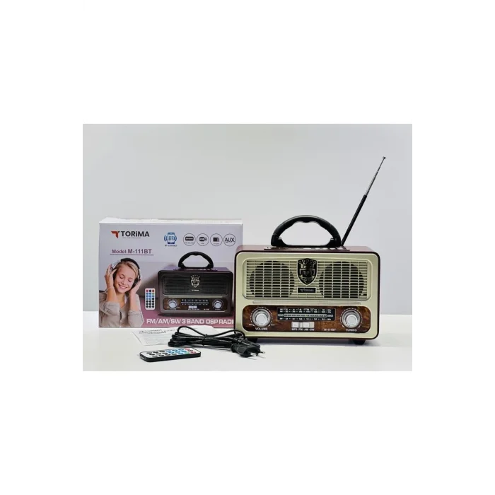 BUĞZ Bluetooth özellikli ışıklı kumandalı nostaljik radyolu hoparlör beyaz 2 yıl garantili