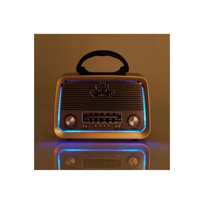 BUĞZ Bluetooth özellikli kahverengi nostaljik radyo FM SD kart AUX girişli 2 yıl garantili