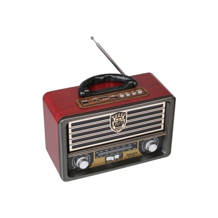BUĞZ Bluetooth özellikli kahverengi nostaljik radyo USB AUX girişli uzaktan kumandalı hoparlör