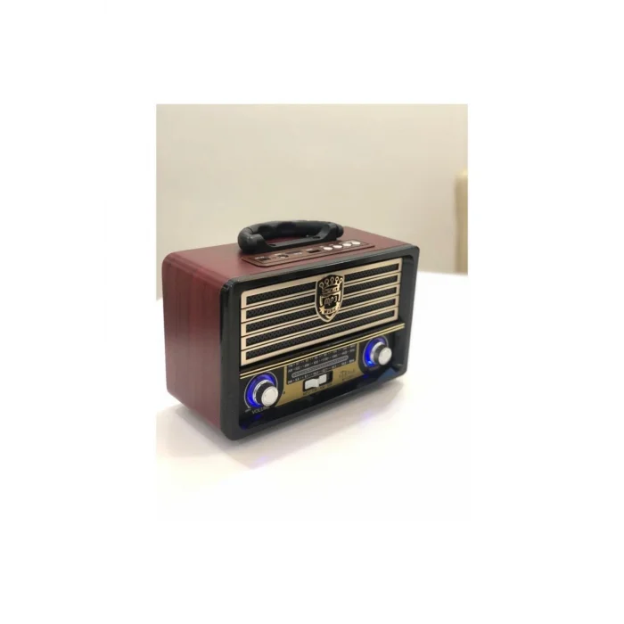 BUĞZ Bluetooth özellikli kahverengi nostaljik radyo USB AUX girişli uzaktan kumandalı hoparlör